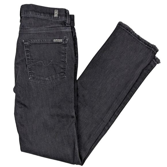 7 For All Mankind Black Denim Jeans with Raw Hem - Picture 1 of 7